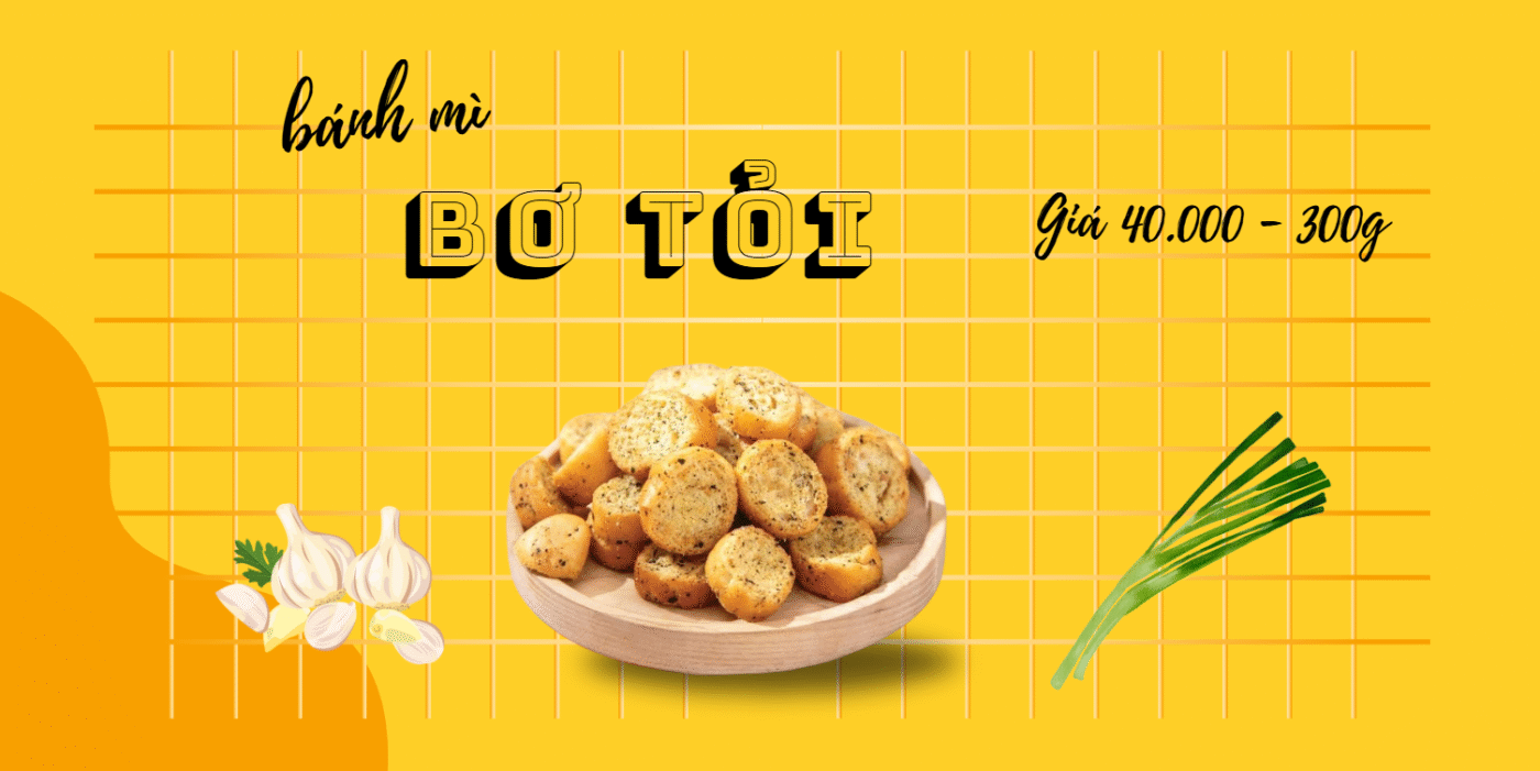 Banner bánh mì bơ tỏi giòn thơm – Đặc sản ăn vặt Sweet Corner